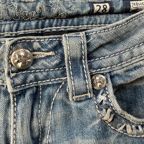 Miss Me Women’s Silver Sequin Lace Flap Pocket Bootcut Jeans Light Blue Size 28 - Picture 5 of 12